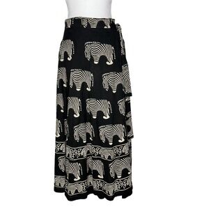 Black White Zebra Print Wrap Maxi Skirt 100% Cotton Made in India Free Size